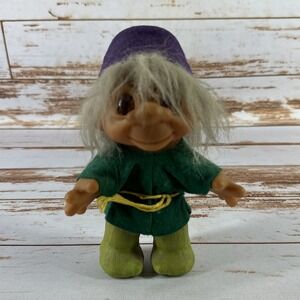 Vintage Thomas Dam #24-4 Troll Hans Doll 7" Textured Legs White Hair 1980s Used